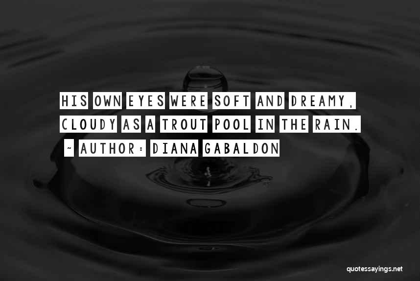 Diana Gabaldon Quotes: His Own Eyes Were Soft And Dreamy, Cloudy As A Trout Pool In The Rain.