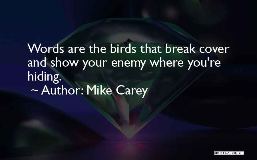 Mike Carey Quotes: Words Are The Birds That Break Cover And Show Your Enemy Where You're Hiding.