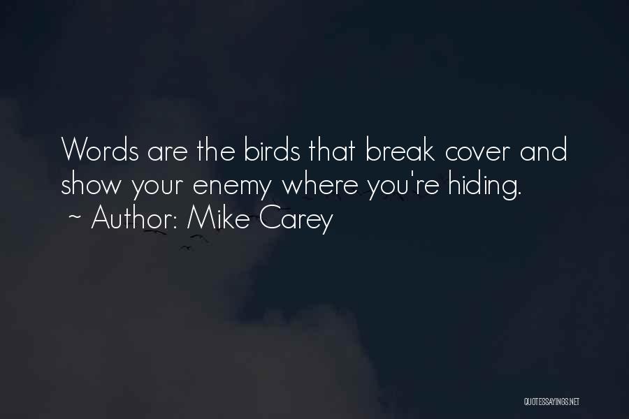 Mike Carey Quotes: Words Are The Birds That Break Cover And Show Your Enemy Where You're Hiding.