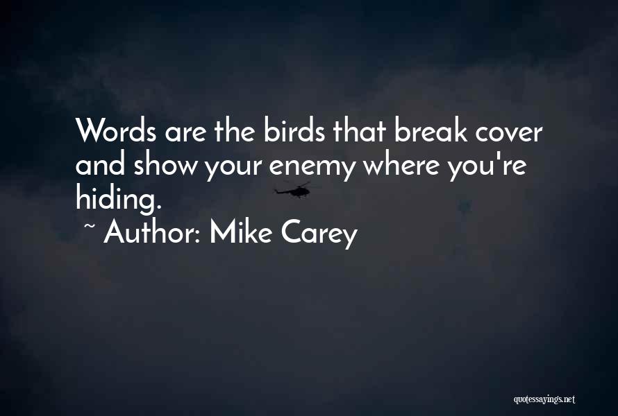 Mike Carey Quotes: Words Are The Birds That Break Cover And Show Your Enemy Where You're Hiding.