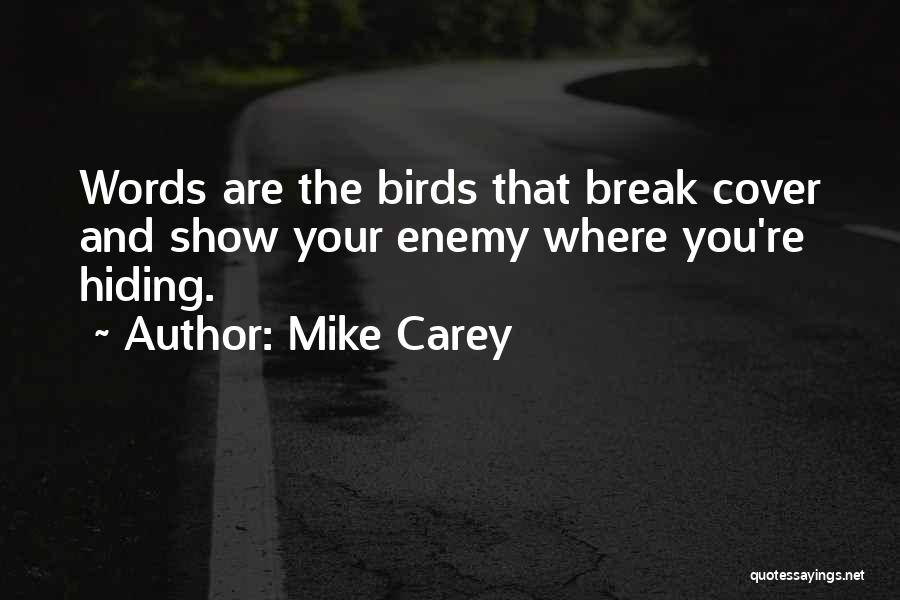 Mike Carey Quotes: Words Are The Birds That Break Cover And Show Your Enemy Where You're Hiding.