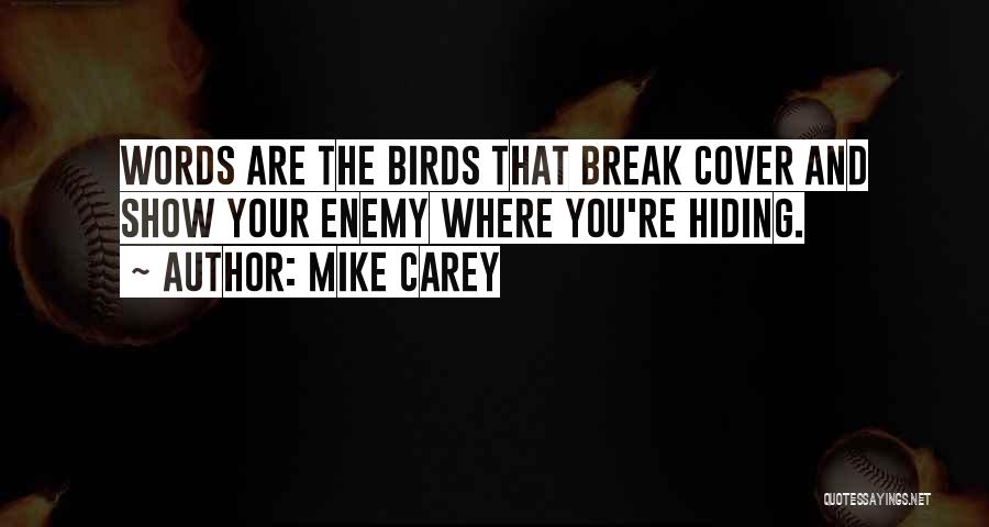 Mike Carey Quotes: Words Are The Birds That Break Cover And Show Your Enemy Where You're Hiding.