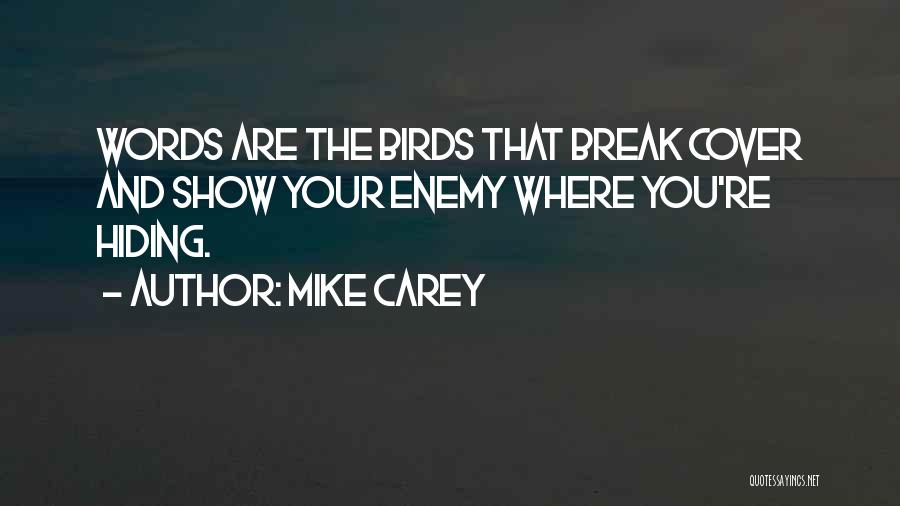 Mike Carey Quotes: Words Are The Birds That Break Cover And Show Your Enemy Where You're Hiding.