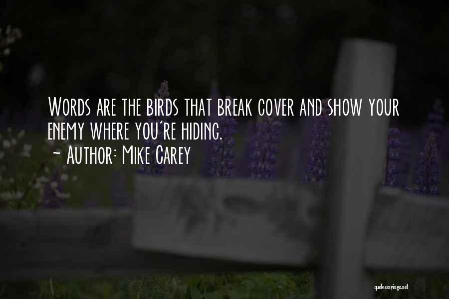 Mike Carey Quotes: Words Are The Birds That Break Cover And Show Your Enemy Where You're Hiding.