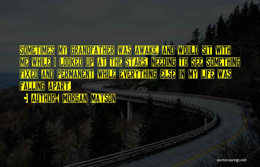 Morgan Matson Quotes: Sometimes My Grandfather Was Awake, And Would Sit With Me While I Looked Up At The Stars, Needing To See