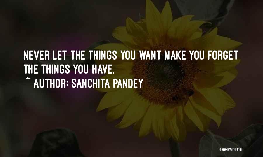 Sanchita Pandey Quotes: Never Let The Things You Want Make You Forget The Things You Have.