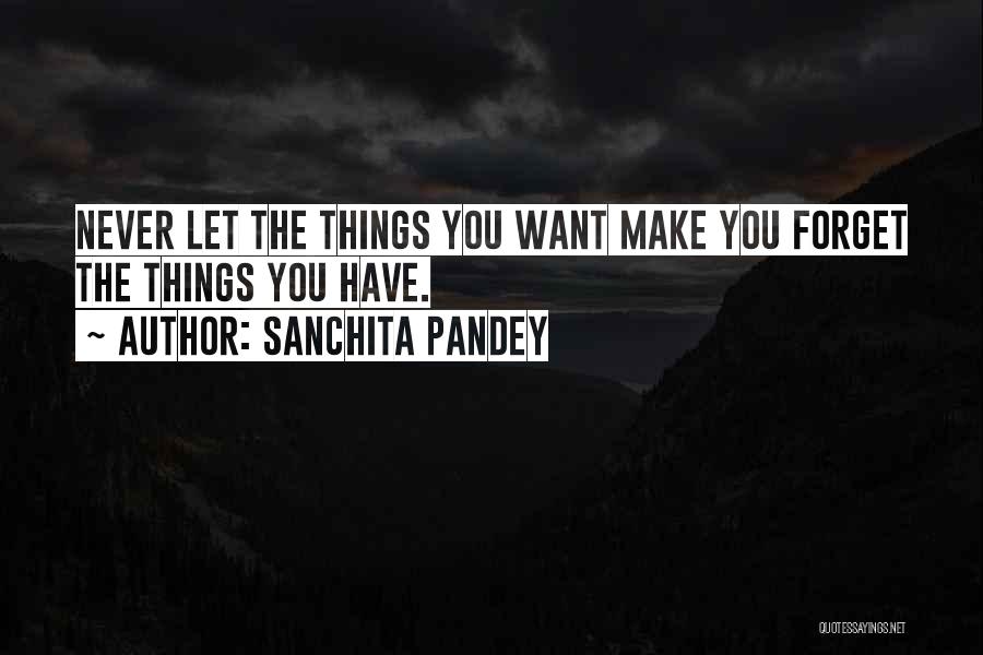 Sanchita Pandey Quotes: Never Let The Things You Want Make You Forget The Things You Have.