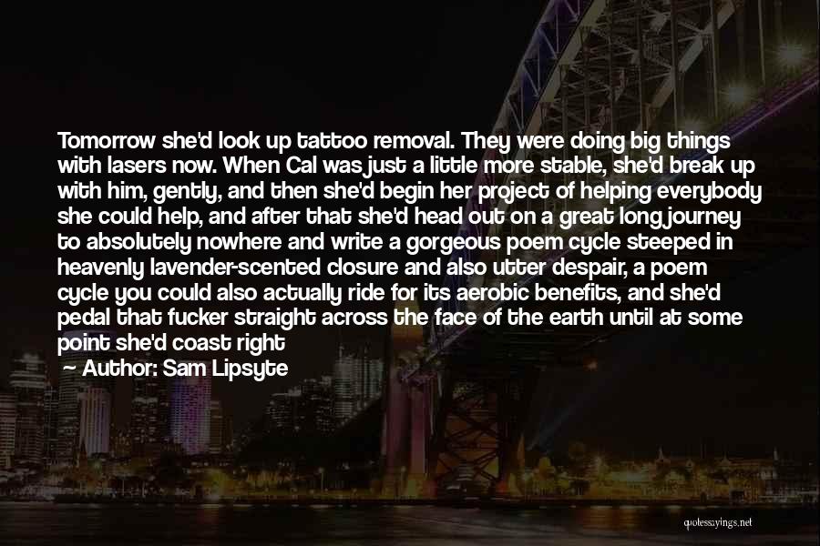 Sam Lipsyte Quotes: Tomorrow She'd Look Up Tattoo Removal. They Were Doing Big Things With Lasers Now. When Cal Was Just A Little