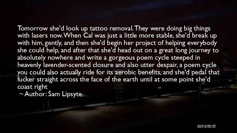 Sam Lipsyte Quotes: Tomorrow She'd Look Up Tattoo Removal. They Were Doing Big Things With Lasers Now. When Cal Was Just A Little