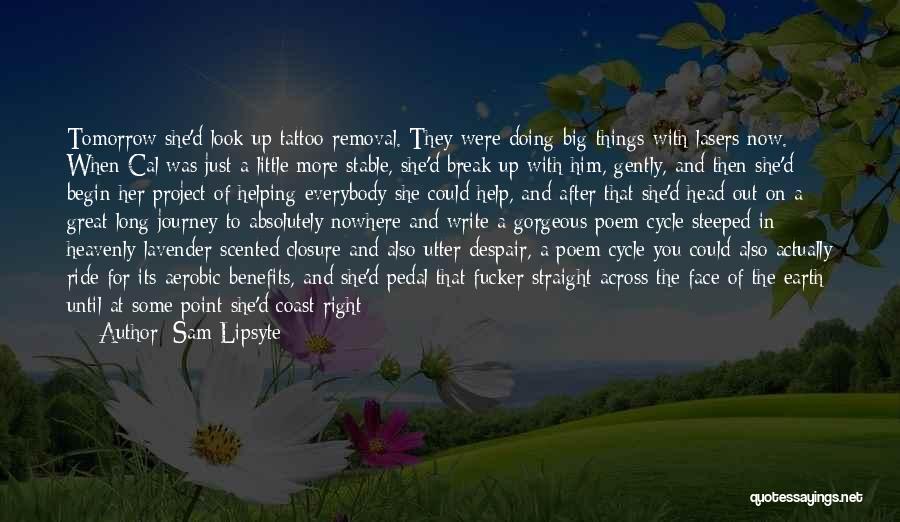 Sam Lipsyte Quotes: Tomorrow She'd Look Up Tattoo Removal. They Were Doing Big Things With Lasers Now. When Cal Was Just A Little