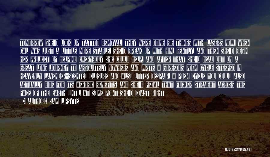 Sam Lipsyte Quotes: Tomorrow She'd Look Up Tattoo Removal. They Were Doing Big Things With Lasers Now. When Cal Was Just A Little