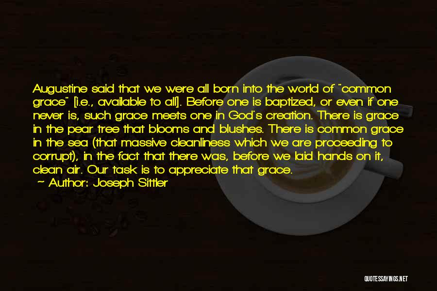 Joseph Sittler Quotes: Augustine Said That We Were All Born Into The World Of Common Grace [i.e., Available To All]. Before One Is