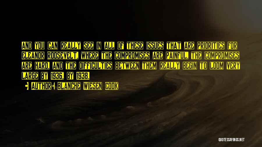 Blanche Wiesen Cook Quotes: And You Can Really See In All Of These Issues That Are Priorities For Eleanor Roosevelt, Where The Compromises Are