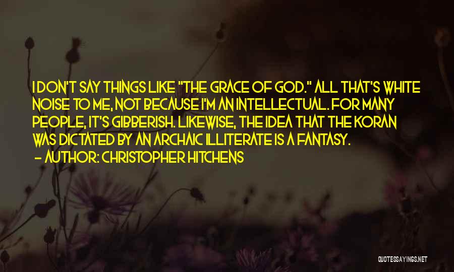Christopher Hitchens Quotes: I Don't Say Things Like The Grace Of God. All That's White Noise To Me, Not Because I'm An Intellectual.