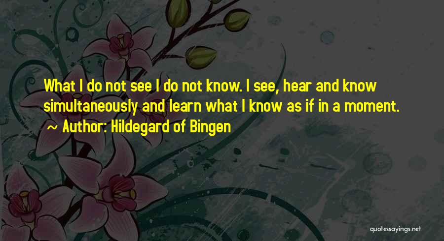 Hildegard Of Bingen Quotes: What I Do Not See I Do Not Know. I See, Hear And Know Simultaneously And Learn What I Know