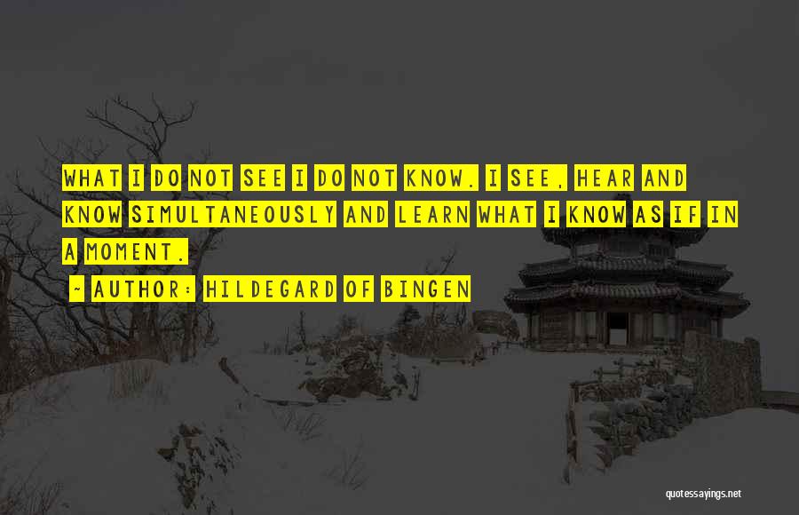 Hildegard Of Bingen Quotes: What I Do Not See I Do Not Know. I See, Hear And Know Simultaneously And Learn What I Know