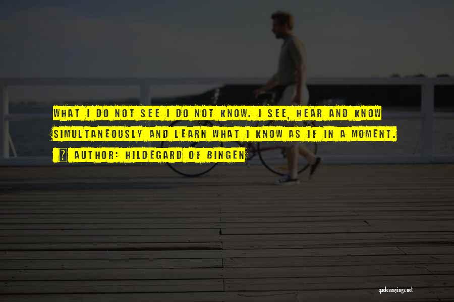 Hildegard Of Bingen Quotes: What I Do Not See I Do Not Know. I See, Hear And Know Simultaneously And Learn What I Know