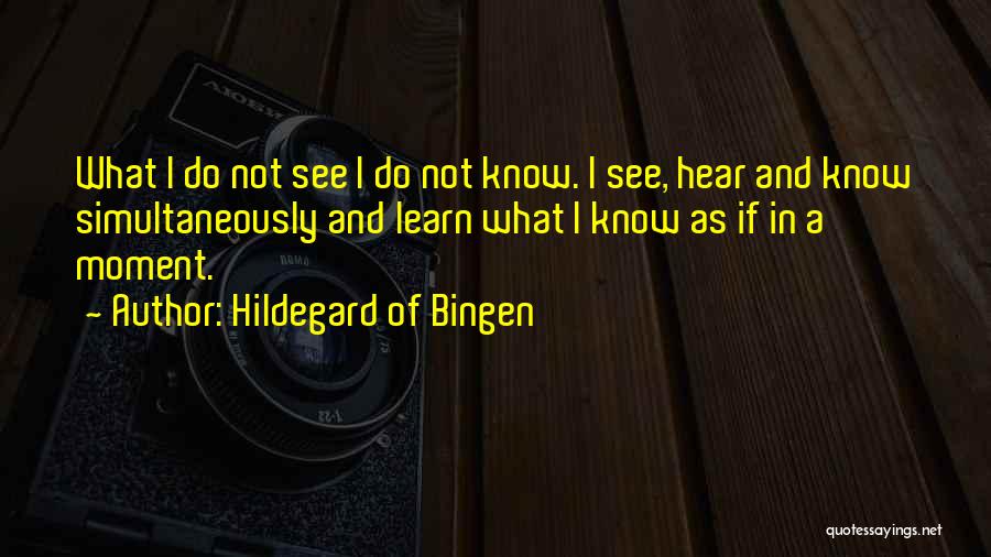 Hildegard Of Bingen Quotes: What I Do Not See I Do Not Know. I See, Hear And Know Simultaneously And Learn What I Know