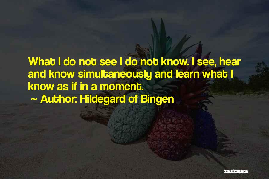 Hildegard Of Bingen Quotes: What I Do Not See I Do Not Know. I See, Hear And Know Simultaneously And Learn What I Know