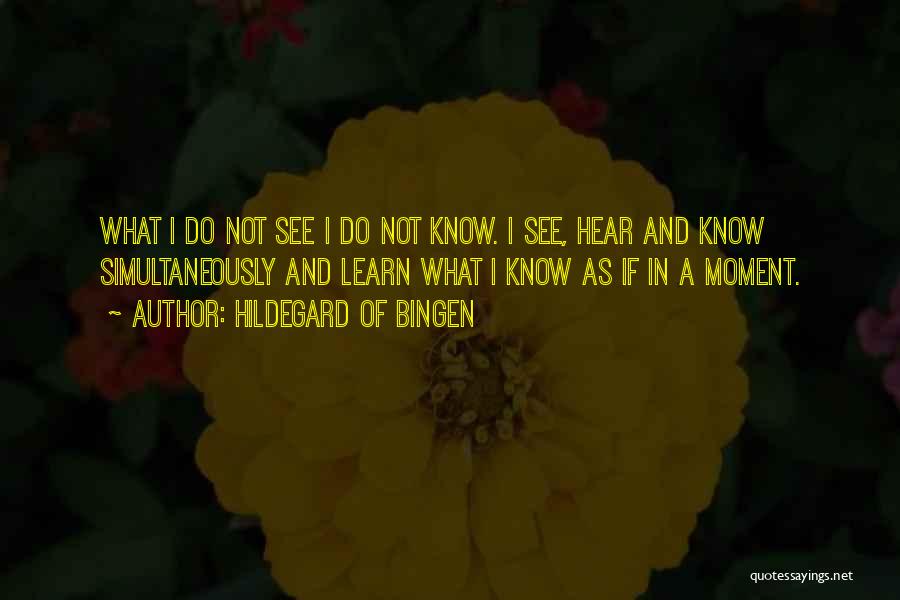 Hildegard Of Bingen Quotes: What I Do Not See I Do Not Know. I See, Hear And Know Simultaneously And Learn What I Know