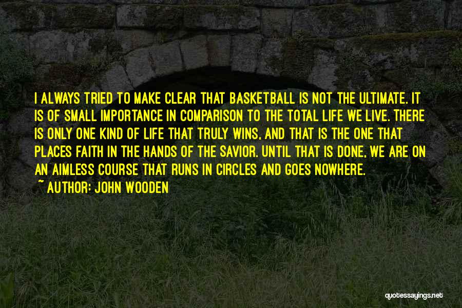 John Wooden Quotes: I Always Tried To Make Clear That Basketball Is Not The Ultimate. It Is Of Small Importance In Comparison To