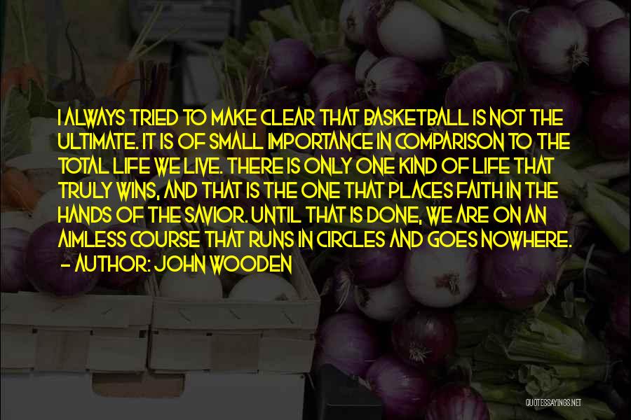 John Wooden Quotes: I Always Tried To Make Clear That Basketball Is Not The Ultimate. It Is Of Small Importance In Comparison To