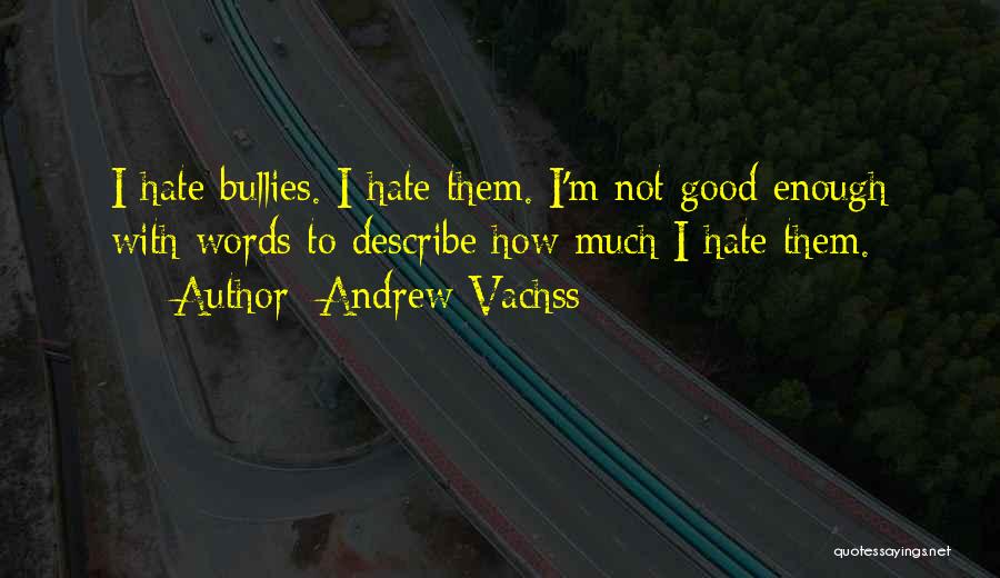 Andrew Vachss Quotes: I Hate Bullies. I Hate Them. I'm Not Good Enough With Words To Describe How Much I Hate Them.