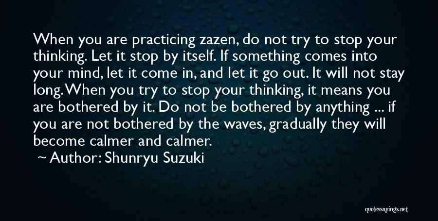 Shunryu Suzuki Quotes: When You Are Practicing Zazen, Do Not Try To Stop Your Thinking. Let It Stop By Itself. If Something Comes