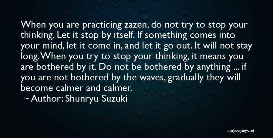 Shunryu Suzuki Quotes: When You Are Practicing Zazen, Do Not Try To Stop Your Thinking. Let It Stop By Itself. If Something Comes