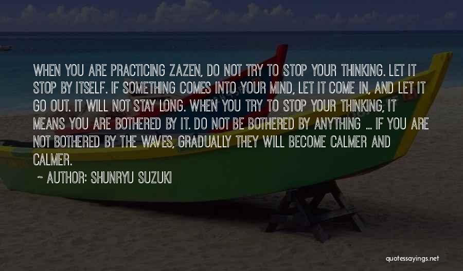Shunryu Suzuki Quotes: When You Are Practicing Zazen, Do Not Try To Stop Your Thinking. Let It Stop By Itself. If Something Comes