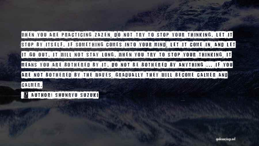 Shunryu Suzuki Quotes: When You Are Practicing Zazen, Do Not Try To Stop Your Thinking. Let It Stop By Itself. If Something Comes