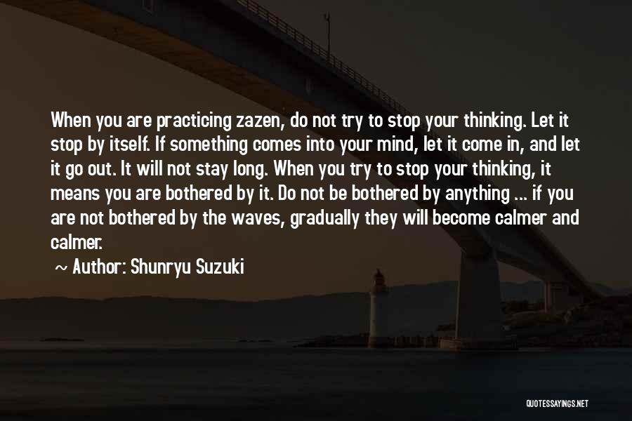 Shunryu Suzuki Quotes: When You Are Practicing Zazen, Do Not Try To Stop Your Thinking. Let It Stop By Itself. If Something Comes