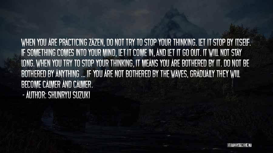 Shunryu Suzuki Quotes: When You Are Practicing Zazen, Do Not Try To Stop Your Thinking. Let It Stop By Itself. If Something Comes