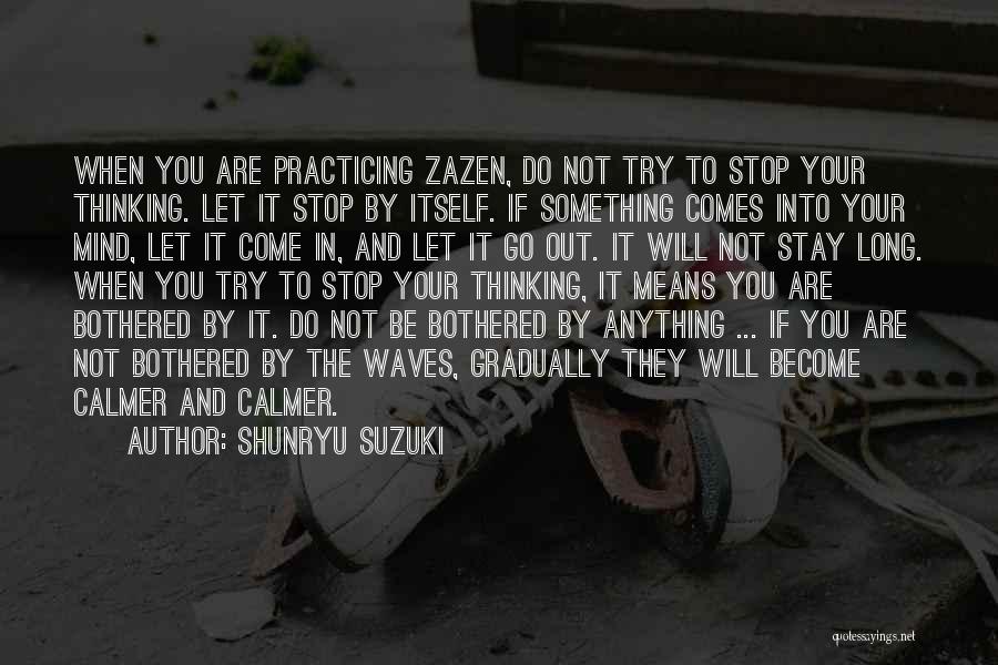 Shunryu Suzuki Quotes: When You Are Practicing Zazen, Do Not Try To Stop Your Thinking. Let It Stop By Itself. If Something Comes