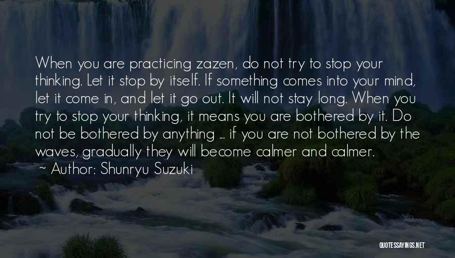 Shunryu Suzuki Quotes: When You Are Practicing Zazen, Do Not Try To Stop Your Thinking. Let It Stop By Itself. If Something Comes