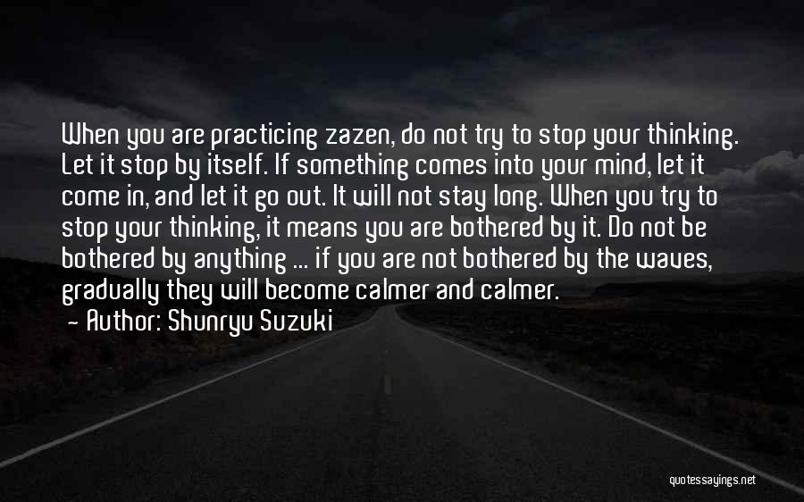 Shunryu Suzuki Quotes: When You Are Practicing Zazen, Do Not Try To Stop Your Thinking. Let It Stop By Itself. If Something Comes