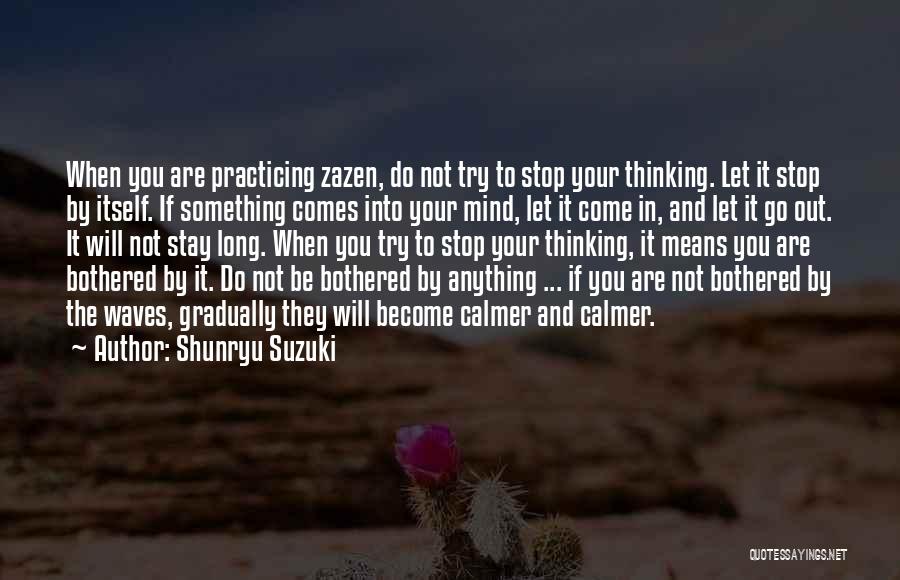 Shunryu Suzuki Quotes: When You Are Practicing Zazen, Do Not Try To Stop Your Thinking. Let It Stop By Itself. If Something Comes