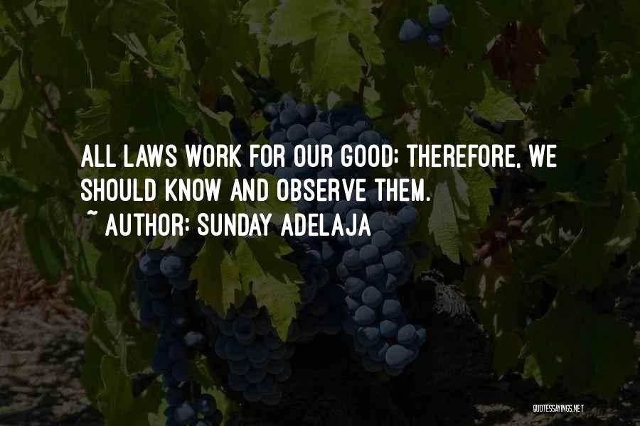 Sunday Adelaja Quotes: All Laws Work For Our Good; Therefore, We Should Know And Observe Them.