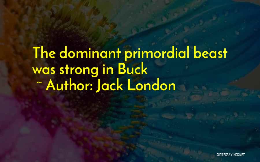 Jack London Quotes: The Dominant Primordial Beast Was Strong In Buck