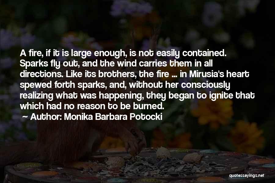 Monika Barbara Potocki Quotes: A Fire, If It Is Large Enough, Is Not Easily Contained. Sparks Fly Out, And The Wind Carries Them In