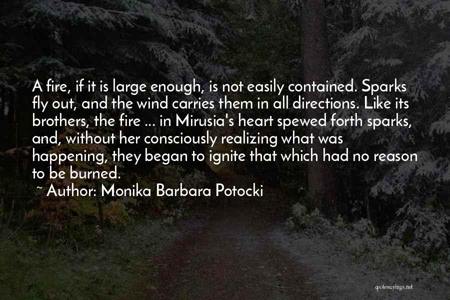 Monika Barbara Potocki Quotes: A Fire, If It Is Large Enough, Is Not Easily Contained. Sparks Fly Out, And The Wind Carries Them In