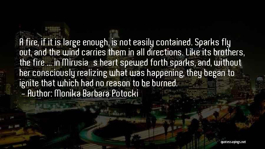 Monika Barbara Potocki Quotes: A Fire, If It Is Large Enough, Is Not Easily Contained. Sparks Fly Out, And The Wind Carries Them In