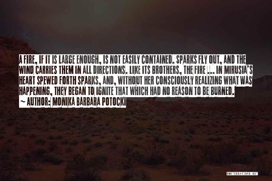 Monika Barbara Potocki Quotes: A Fire, If It Is Large Enough, Is Not Easily Contained. Sparks Fly Out, And The Wind Carries Them In