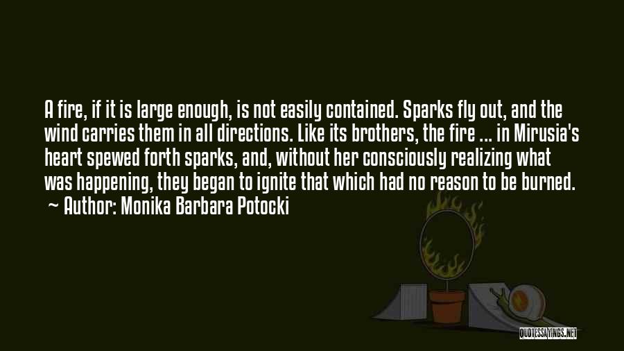 Monika Barbara Potocki Quotes: A Fire, If It Is Large Enough, Is Not Easily Contained. Sparks Fly Out, And The Wind Carries Them In