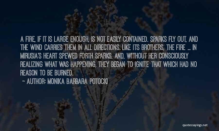 Monika Barbara Potocki Quotes: A Fire, If It Is Large Enough, Is Not Easily Contained. Sparks Fly Out, And The Wind Carries Them In