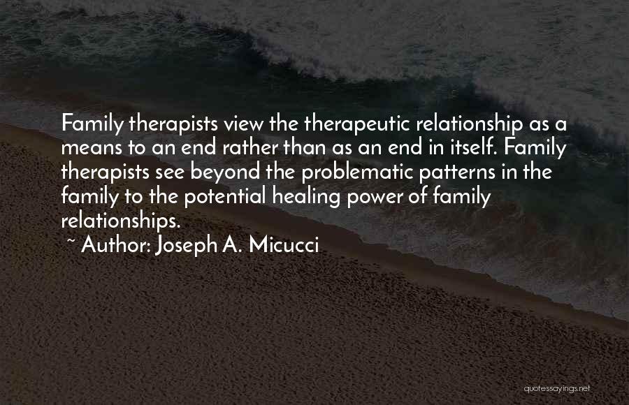 Joseph A. Micucci Quotes: Family Therapists View The Therapeutic Relationship As A Means To An End Rather Than As An End In Itself. Family