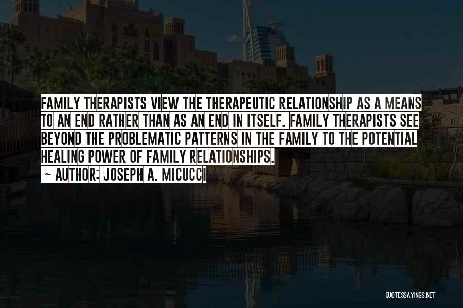 Joseph A. Micucci Quotes: Family Therapists View The Therapeutic Relationship As A Means To An End Rather Than As An End In Itself. Family