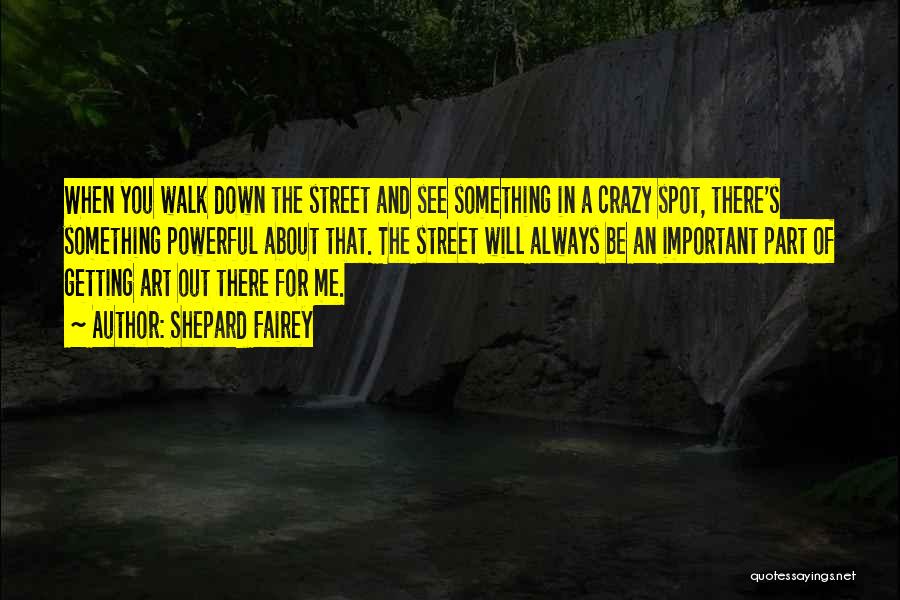 Shepard Fairey Quotes: When You Walk Down The Street And See Something In A Crazy Spot, There's Something Powerful About That. The Street