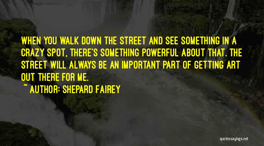 Shepard Fairey Quotes: When You Walk Down The Street And See Something In A Crazy Spot, There's Something Powerful About That. The Street