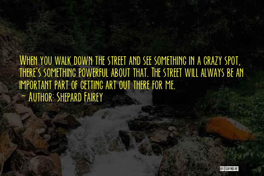 Shepard Fairey Quotes: When You Walk Down The Street And See Something In A Crazy Spot, There's Something Powerful About That. The Street